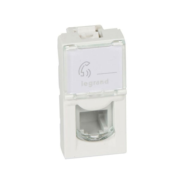 RJ11 socket 4 contacts Mosaic 1 module White