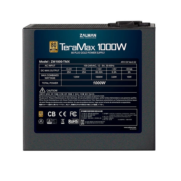  Zalman Teramax 1000W 80 PLUS Gold Power Supply 