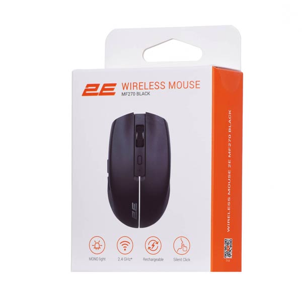 2E MF270 Silent Rechargeable Wireless Black Mouse