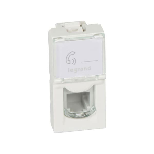 RJ11 socket 4 contacts Mosaic 1 module White