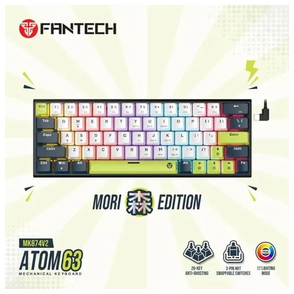 Fantech ATOM63 MK874V2 Mori Mechanical Keyboard White / Blue